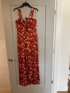 Red Floral Tie-Front Jumpsuit